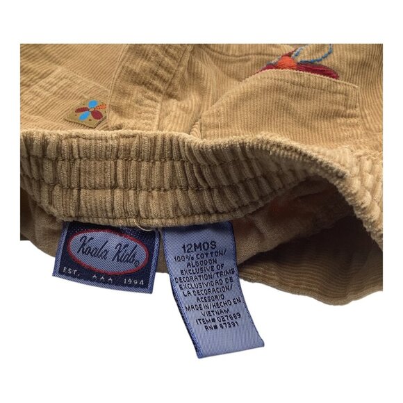 Koala Kids Baby Girl Corduroy Skirt 12M With Floral Embroidery & Pockets Brown - Picture 3 of 11